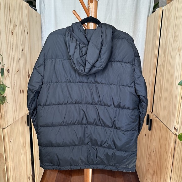 Eddie Bauer Goose Down EB650 Jacket Mens Medium Black Puffer‎ Full Zip Hooded - Picture 1 of 7